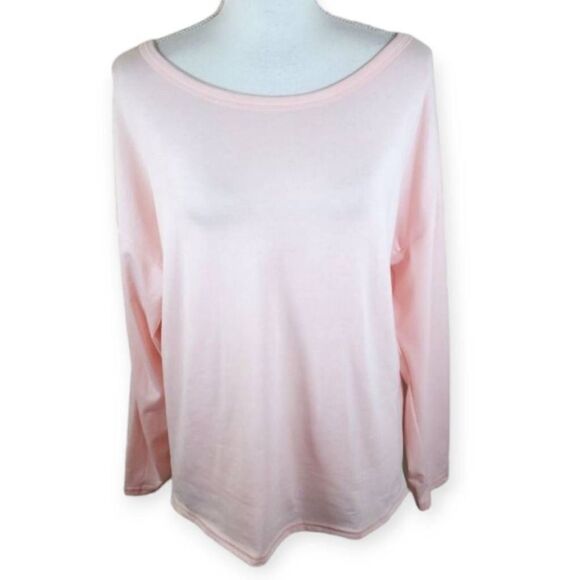 PINK CRISSCROSS BACK T-SHIRT SZ.L EUC - Picture 1 of 4